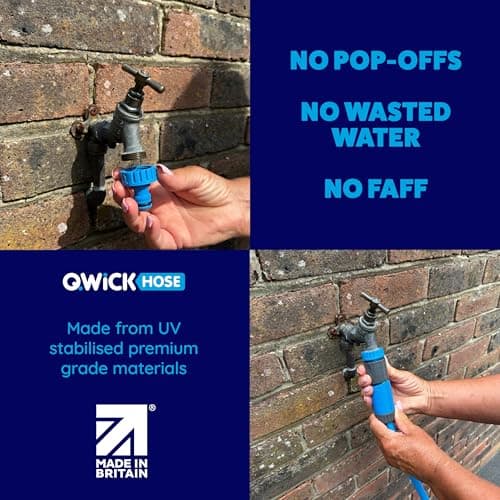 Qwickhose Starter Set | 5-Piece Garden Hose Connector Kit | Original & No-Flow JawGrip, Tap Adaptor, Nozzle, Wall Mount | 1/2" (12.5-13mm) Universal Hose Fittings | Garden Hoses & Outdoor Tap — view 3