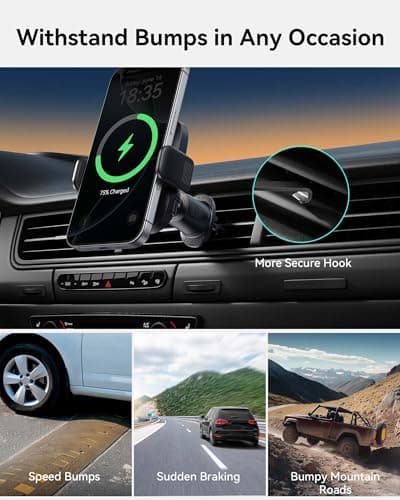 INIU Car Wireless Charger Yellow, Qi2 Certified 15W Fast Charging Car Mount Charger for Magsafe with Strong Magnetic Hold, Air Vent Clip & RGB Lighting for iPhone 16 Pro Max/15/14/13/12 Accessories — view 4