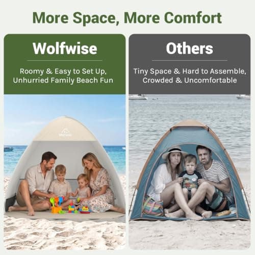 WolfWise Pop up Beach Tent, 4-5 Person Sun Shade Instant Setup for Outdoor — view 3