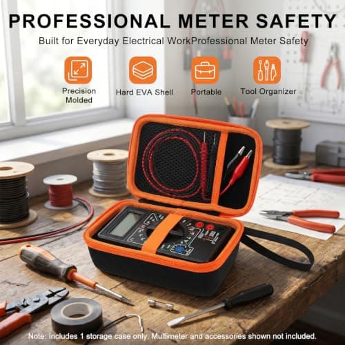 Hard Carrying Case for Klein Tools MM400 / MM325 / MM300 Digital Multimeter, Black EVA Waterproof Voltmeter Storage Bag Multi Tester Protective Travel Box with Mesh Pocket — view 3