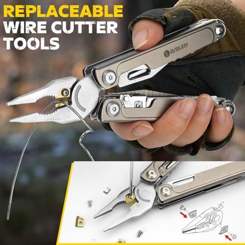 BIBURY Titanium Multitool Pliers, BI2049TI Multi Tool with Screwdriver Bits — view 6