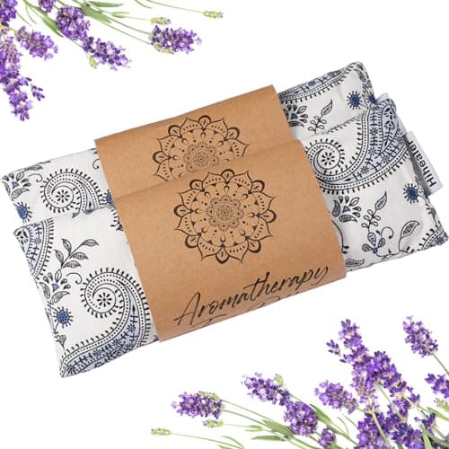 Hihealer Eye Pillow Yoga Meditation Accessories Lavender Aromatherapy Weighted Eye Mask for Sleeping, Yoga, Meditation, Self Care Relaxation Xmas Gifts for Women Mom (White * 2)