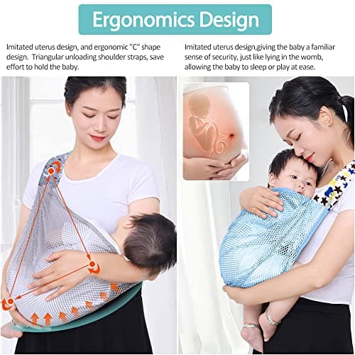 HINATAA Breathable Baby Sling, Adjustable Baby Wrap, Baby Carrier Wrap, Quick Dry, 3D Mesh Fabric, Thick Shoulder Straps, Elastic for Summer, Pool, Beach, Newborn Carrying (Grey) — view 2