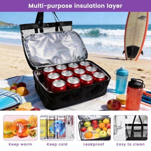 Daily Treasures Mesh Beach Bag with Cooler, 35L Large Travel Tote for Women, Sandproof Beach Tote Bag with Durable 9 Pockets, Extra Large Totes for Pool Cruise Travel Swimming, Vacation Essentials — view 5
