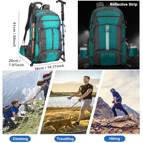 NTUOCAW 50L Hiking Backpack for Men Women,Large Lightweight Waterproof Camping Rucksack,Grey Travel Backpack for Trekking,Outdoor Sports,Cycling,Climbing,Mountaineering — view 5