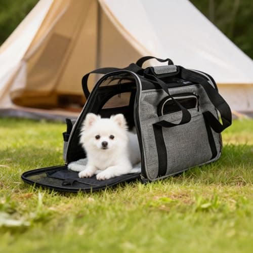 Minifactory Soft-Sided Pet Carrier Bag for Cats & Small Dogs – Foldable Travel Carrier with Breathable Mesh, 4 Storage Pockets, Removable Comfort Pad, Airline Approved (Grey, S) — view 6
