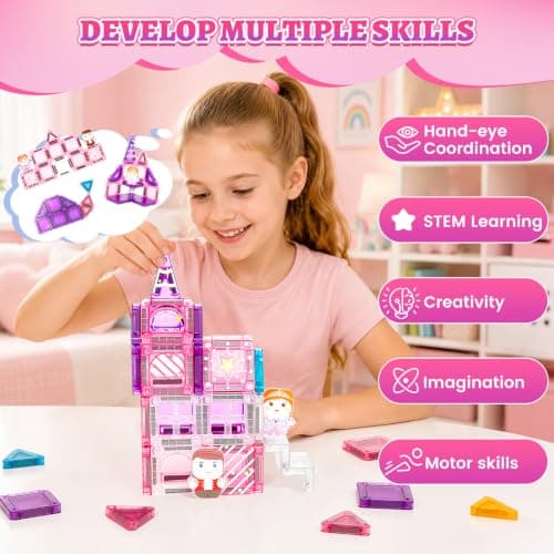 Jovicos Travel Magnetic Tiles for Kids Magnetic Building Blocks with Case — view 4