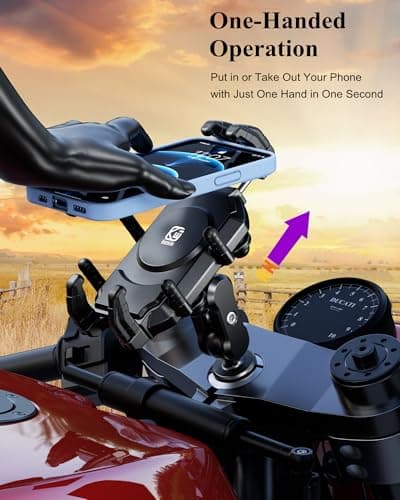 BRCOVAN Anti-Theft Motorcycle Fork Stem Phone Mount with Vibration Dampener — view 4