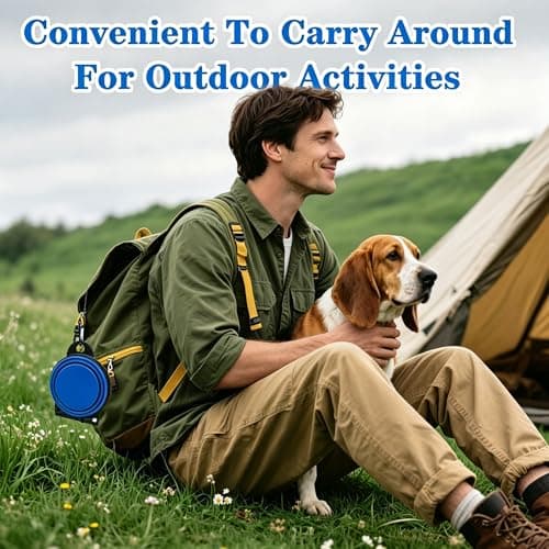 Anti-Tipping Connected Dual Foldable Pet Bowls, 350ml each for small dogs & cats, reinforced rim, collapsible portable food & water feeder, great for walking, hiking, outdoor activities (Black & Blue) — view 6