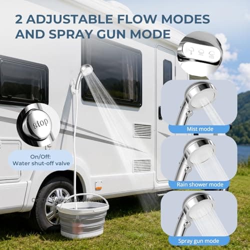 Portable Camping Shower, 7800mAh Rechargeable Camping Shower Pump with Intelligent LED Display, Rechargeable Battery Shower Pump, IPX7 Waterproof for Camping, Hiking, Traveling — view 4