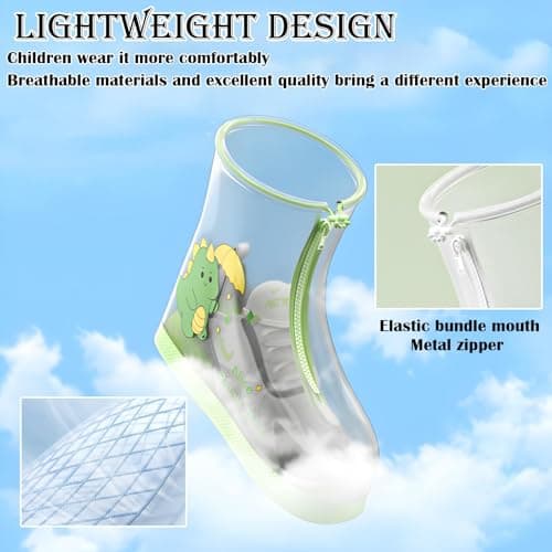 JYJLLM Dinosaur Pattern Waterproof Overshoes, Green Transparent Reusable Shoe Covers for Cycling, Outdoor Activities & Rain Protection, Adult All-Weather Footwear Covers(green, L) — view 5