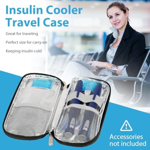 ACWOO Insulin Cooler - Travel Medicine Case with 2 Ice Packs, Diabetic Supplies Case, Portable Black — view 3