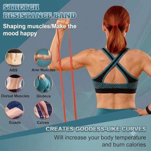 RecPhysical Resistance Bands Set for Men & Women - 4 Levels Exercise Band with Grip Pads and Door Anchor, Pull Up Bands for Strength Training, Stretching, Powerlifting, Home Workouts(5-90LBS) — view 4