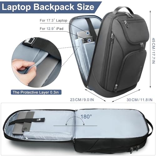 HEROIC KNIGHT Laptop Backpack for Men,Travel Rucksack 17.3 Inch-Black — view 2