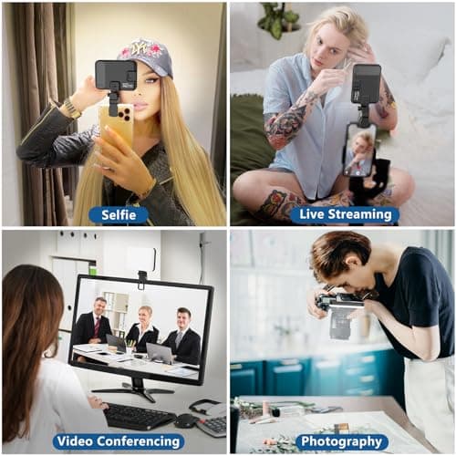 ALTSON 60 LED Portable Selfie Light Video Conference Lighting with Clip and Camera Tripod Adapter, Rechargeable 2200mAh CRI 97+, 3 Lighting Modes for Mobile Phones iPhone Camera Laptop Photo Make-up — view 5