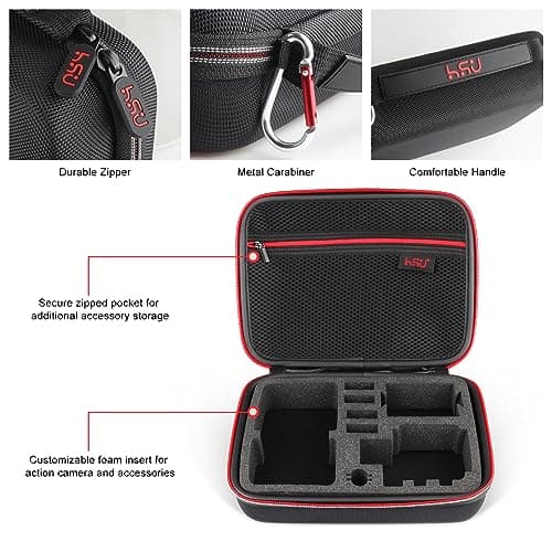 HSU Middle Protective Carrying Case for GoPro Hero 13, 12, 11, 10, 9, 8, 7, 6, 5, 4 Black and Accessories, Compact and Safe Action Camera Travel Storage Solution for Adventurers — view 4