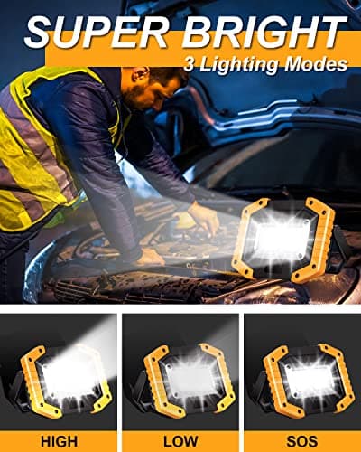 Beizkna 30W LED Work Light Rechargeable Portable COB Floodlight Waterproof — view 2