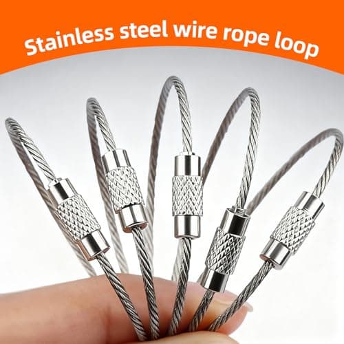 VBSYUYQ 12 Pcs Stainless Steel Wire Keychains 2 Sizes for Luggage Tags — view 4