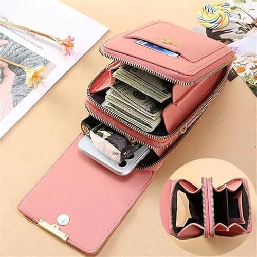 Tencipeda Touchscreen Phone Crossbody Bag, Anti Theft Leather Purse for Women, Compact Touchscreen Crossbody Wallet (Green,Shape A) — view 2