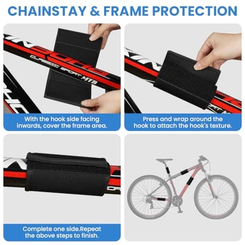 AOOWU Bicycle Frame Protector with 4 Different Sizes, Bike Racks Carbon Frame Protection, Bicycle Carrier Accessory, Transport Protection for Bike Racks, Chainstay Guards, Anti Rub and Scratch, Black — view 5