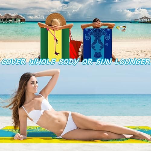 5 Pack Oversized Beach Towel, 92 x 193 cm Microfiber Lightweight Beach Towel Quick Dry Sand Free Pool Towels Bulk for Adult Women Men Travel Sport Swimming Vacation Essential Gift (Stylish Color) — view 6