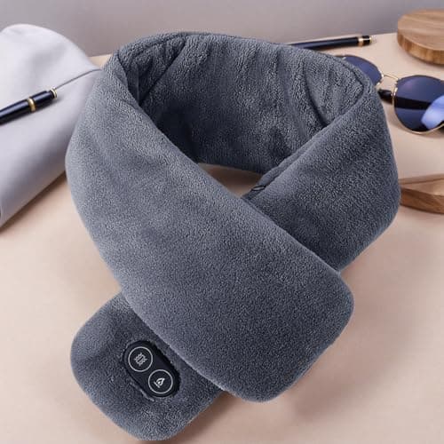 Neck Heating Pad with Massage, USB Heated Scarf for Women Men, Electric Neck Warmer 3 Levels Heat Settings, Ladies Winter Scarves for Travel Hiking Fishing Camping Skiing Running — view 6