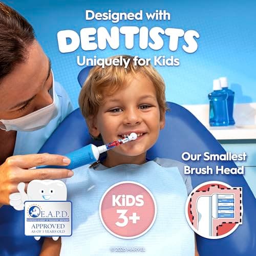 Oral-B Pro Kids Electric Toothbrush, 1 Toothbrush Head, x4 Spiderman Stickers, 1 Travel Case, 2 Modes with Kid-Friendly Sensitive Mode, For Ages 3+, 2 Pin UK Plug, Blue — view 3