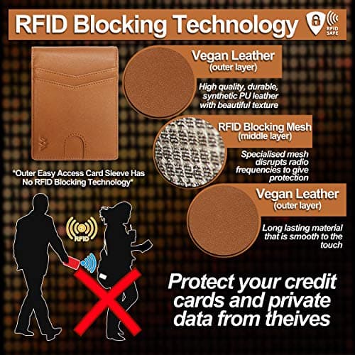 Men's Wallet RFID Blocking Ultra Slim Wallet Design, Durable Vegan Leather Travel Wallet - Credit Card Holder (Holds 10+ cards) - Minimalist Mini Wallet Design with Gift Box - Gift for Men (Brown) — view 5