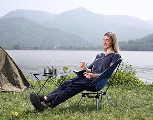MARCHWAY Lightweight Folding Camping Chair with Spring Lock, Stable Compact Portable for Outdoor Camp, Travel, Beach, Picnic, Festival, Hiking, Backpacking (Dark Blue) — view 2