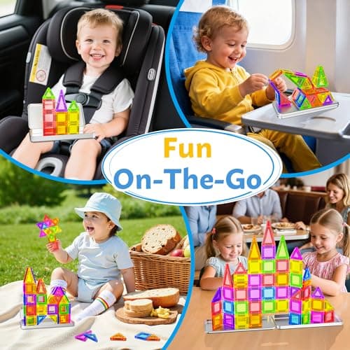 MXBLOCKY Mini Magnetic Tiles Travel Set for Kids Ages 3-8 41PC with Tin Box — view 2