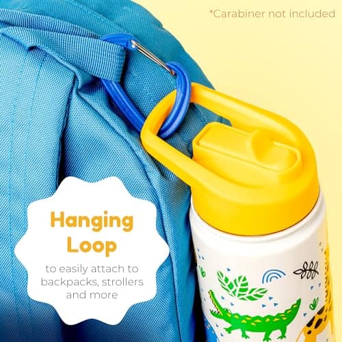 BOZ Kids Insulated Water Bottle with Straw Lid, 14oz (414ml) (Safari) — view 6