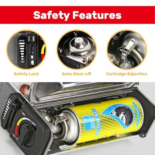 Taylor & Brown Portable Dual Burner Camping Stove Stainless Steel with 4 Butane Gas & Carry Case | EN417 Compliant Premium Gas Double Stove | with Automatic Ignition & Heat Control — view 4