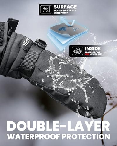 OutdoorMaster Ski Snow Mittens for Women & Men, Thermal Snowboard Ski Glove — view 3