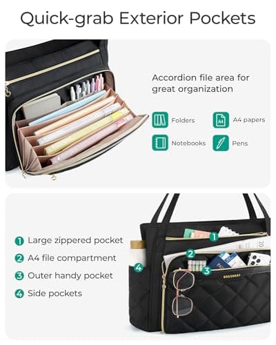 bagsmart Laptop Tote Bag for Women, 15.6" Teacher Work Bag Briefcase — view 4