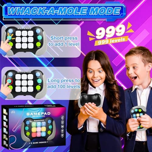 Sensory Fidget Toys for Kids Age 5 6 8 9 Year Old Boy Gifts, Handheld Pop Games Birthday Presents for 5-10 Year Old Girls Boys Stocking Fillers Travel Toy Games Consoles for Teenage (Grey) — view 2