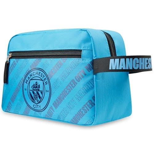 Manchester City F.C. Toiletry Bags for Men, Hanging Wash Bag with Zipped Pocket - Man City Gifts