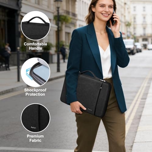 Ferkurn Laptop Sleeve Case Compatible with 12.3" Microsoft Surface Pro 11/10/9/8/X/7+/7/6/5/4, 12.4" Microsoft Surface Laptop Go, MacBook 12, HP, Acer, Waterproof Slim Tablet Cover with Handle, Black — view 2