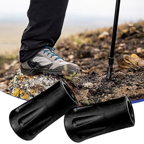 Trekking Pole Tips - 2 Pack Replacement Rubber Tips, Heavy Duty Non-Slip Hiking Pole Feet, Universal Walking Stick End | Durable Pavement Protection For Camping Climbing Outdoor Adventure Use — view 3