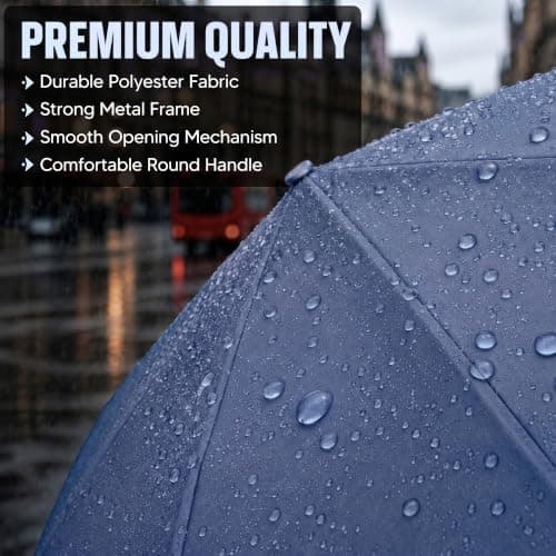 BMLIMITED BML Dark Blue Mini Folding Travel Umbrella Windproof Lightweight Portable Compact Pocket Umbrella for Men and Women Rain and Sun Protection with UV Protection — view 2