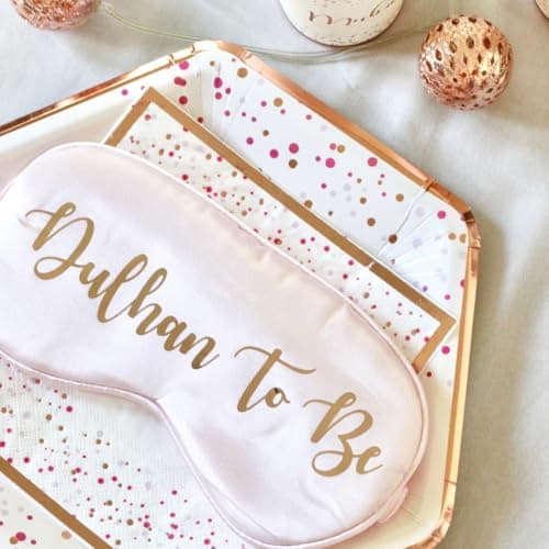 Peacock Supplies Dulhan to Be Satin Eye Mask - Rose Gold | Bride to Be Gifts | Comfortable Elastic Band | Blackout Bridal Sleeping Mask for Beauty Sleep | for Travel, Hen Party, Night Before Wedding — view 4
