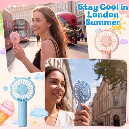 Weewooday 2 Pack Mini Handheld Portable Fan, USB Rechargeable — view 5