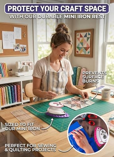 The Quilted Bear Mini Iron Rest - Mini Silicone Heat Resistant Iron Pads for General Crafts or Quilting Use with Four Mats Available (Pink) — view 6