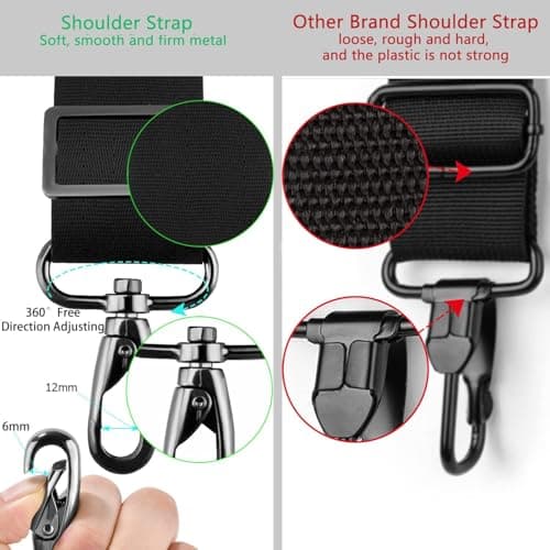 Vikrami lighting Adjustable Shoulder Strap Universal Replacement Bag Strap with Detachable Pad with Metal Swivel Hooks - for Laptop, Camera, Duffel, Messenger Bags and More - Black56inch — view 3