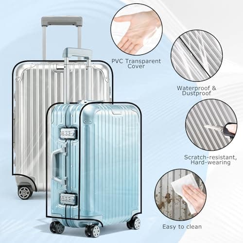ElysianTails 3 Pcs Suitcase Covers Protectors Set Clear PVC Luggage Covers for Suitcases 24 28 30Inch Waterproof Anti-Scratch Travel Protector Kit for Business School Wheeled Suitcase — view 6