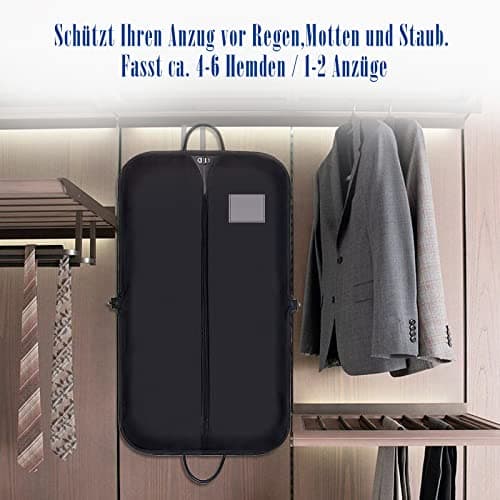 VISOOM Suit Bag for Men Storage, 100cm x 60cm Oxford Garment Bag, Waterproof Dust-proof Hanging Suit Carrier Cover Bags for Travel Clothes Dress, Black — view 6