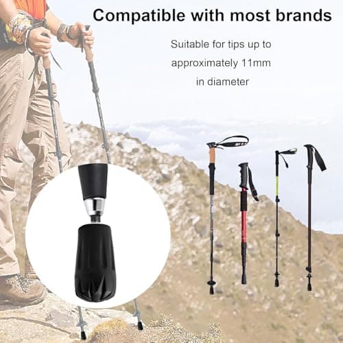 Pack of 4 Nordic Walking Poles Rubber Tips - Durable Replacement Rubber Stoppers for Enhanced Grip on Asphalt,Gravel,and Mountain Terrain - Universal Fit for Hiking,Trekking,and Nordic Walking Poles — view 3