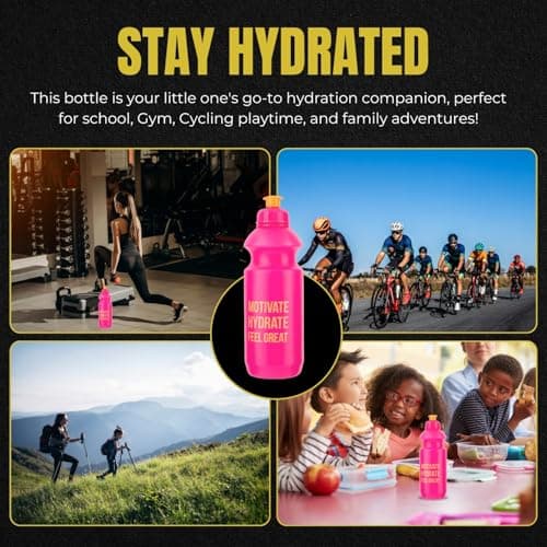 HOMESHOPA Squeeze Sports Plastic Water Bottle, 1 Pack Pink Non-Toxic Pull Top Wide Mouth Opener, Durable Leak Proof Drinking Bottle For Running, Gym, Fitness, Yoga, Outdoors and Camping — view 5