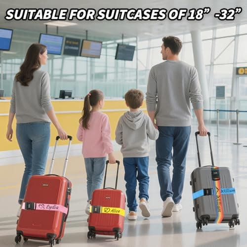 Personalised Luggage Strap with Lock,10 Pcs Custom Suitcase Strap — view 4