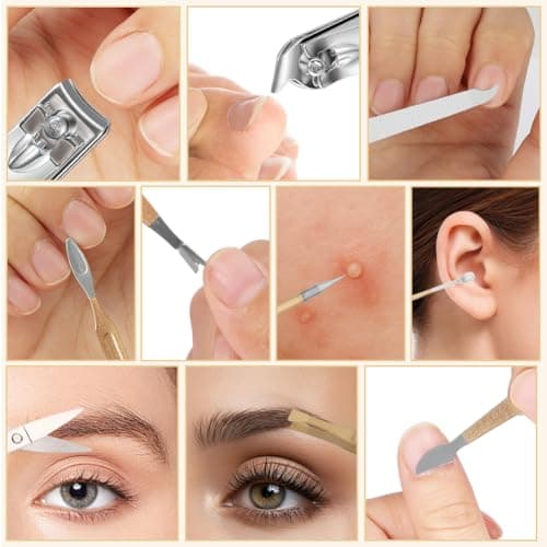 ALIIP Professional Manicure Set,10-Piece Stainless Steel Nail Clipper Kit with Leather Case, Portable Travel Nail Care Set for Women & Men, Press-Lock Design for Home & Gifting,Rose Gold — view 4