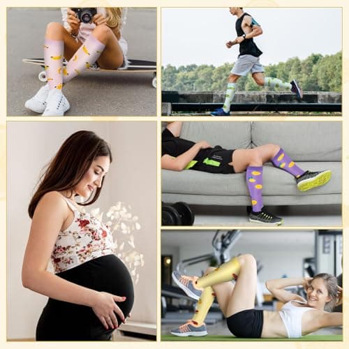Compression Socks for Women & Men 6 Pairs 20-30 mmHg Travel Flight Socks — view 6